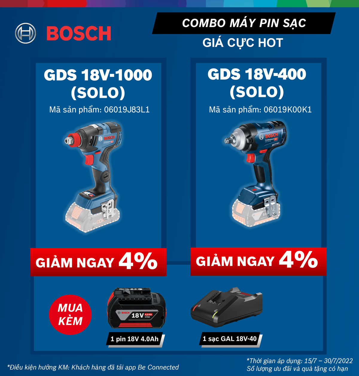 Nội dung khuyến mãi khi mua máy siết ốc bu lông Bosch GDS 18V