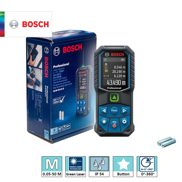 Máy đo khoảng cách tia laser xanh Bosch GLM 50-23 G hiện đại