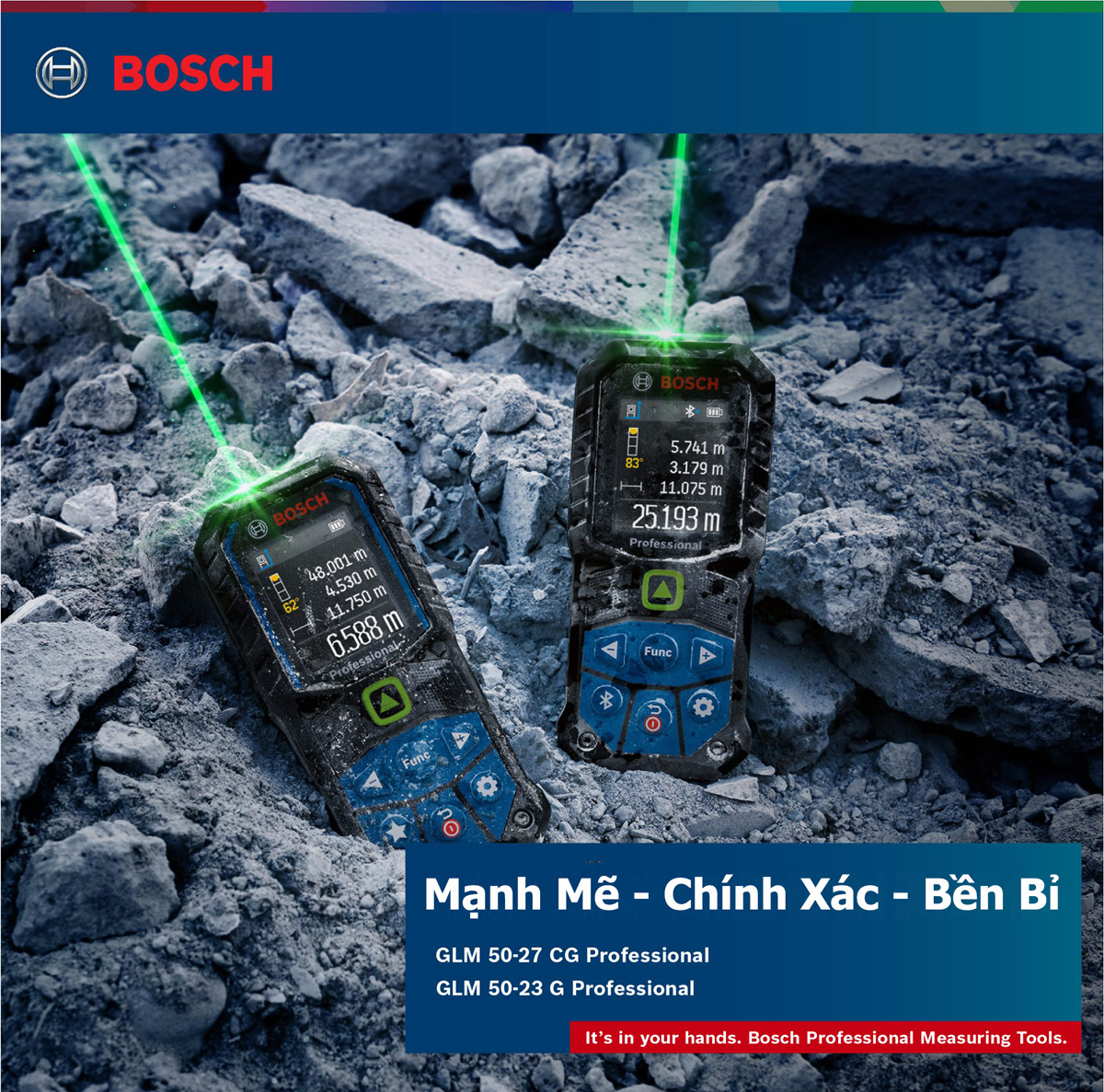 Máy đo khoảng cách tia laser xanh Bosch mạnh mẽ hiệu quả trong mọi điều kiện