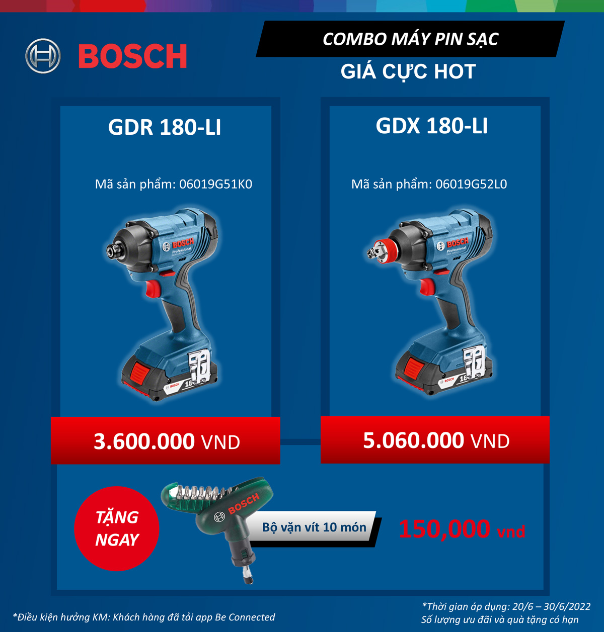 Khuyến mại tặng bộ vặn vít 10 chi tiết khi máy vặn vít Bosch