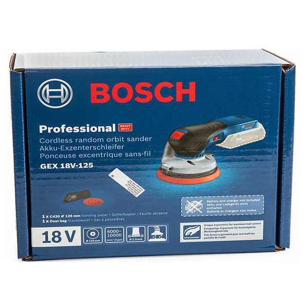 Máy chà nhám rung Bosch GEX 18V-125 hộp giấy được bán tại Việt Nam