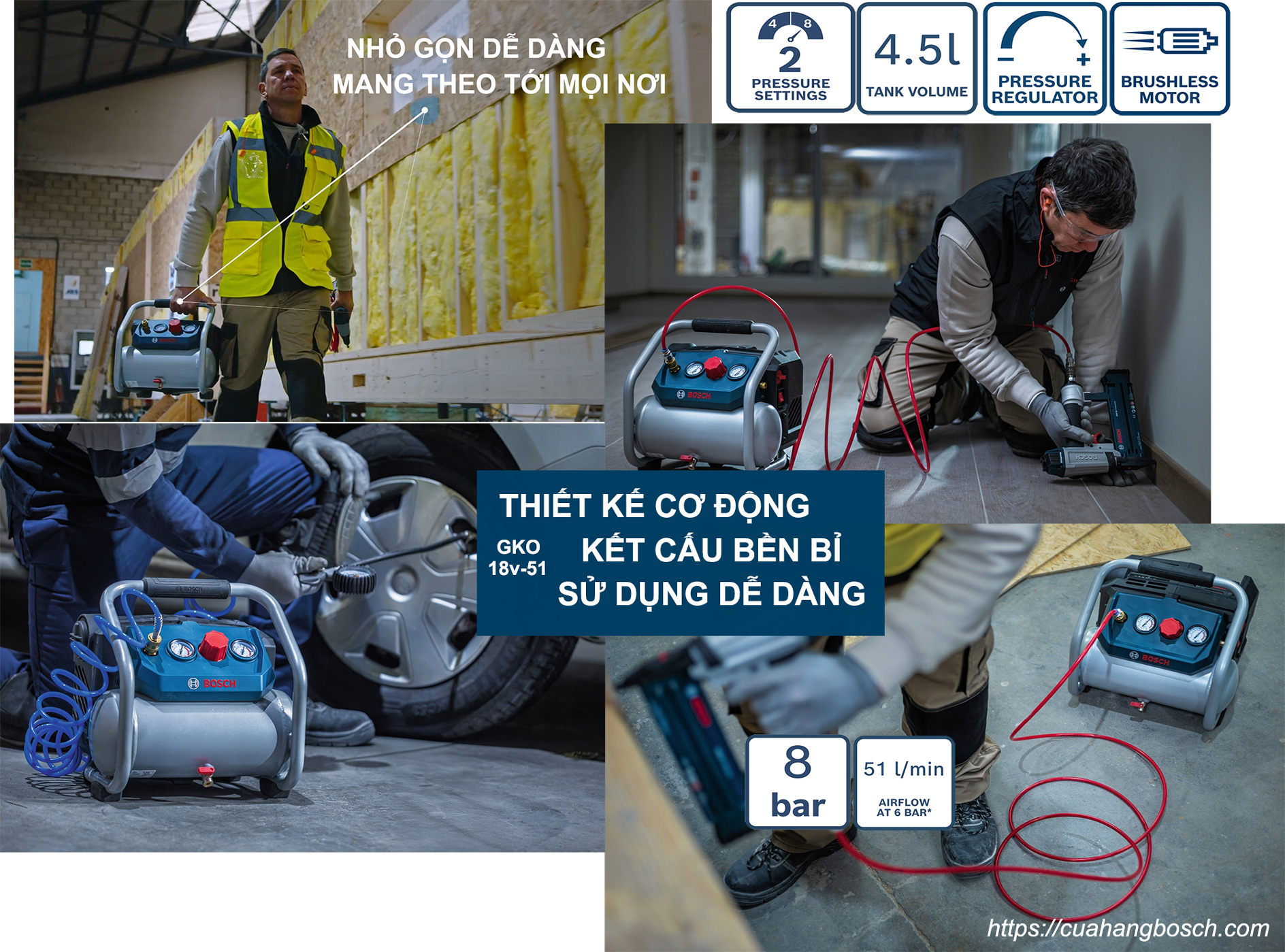 Bosch GKO 18V-51 sở hữu thiết kế cơ động, bền bỉ và dễ sử dụng